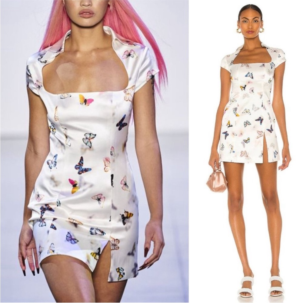 Kim Shui Butterfly Silk White Runway Mini Dress